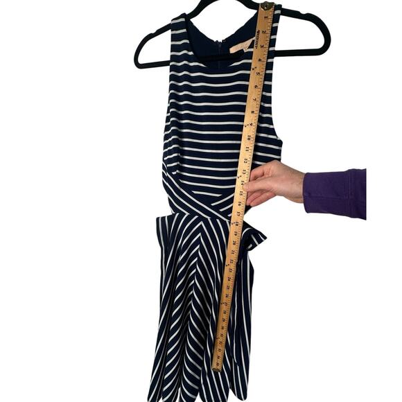 Anthropologie x Hutch M Kinsley Cutout Dress Striped Stretch Fit&Flare Navy Blue - Picture 6 of 8